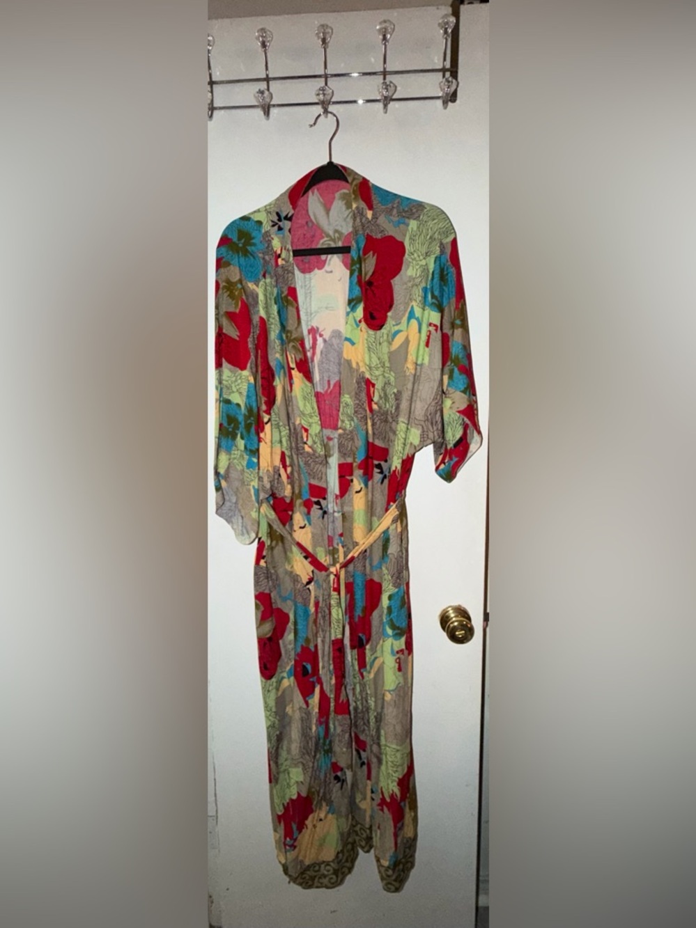 Sudara Punjammies Anju print Kimono Robe with Tie Waist. XL